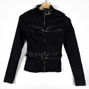 Vintage Lip Service Gangsta Pranksta Anita Black & Pinstripe Jacket Small Womens